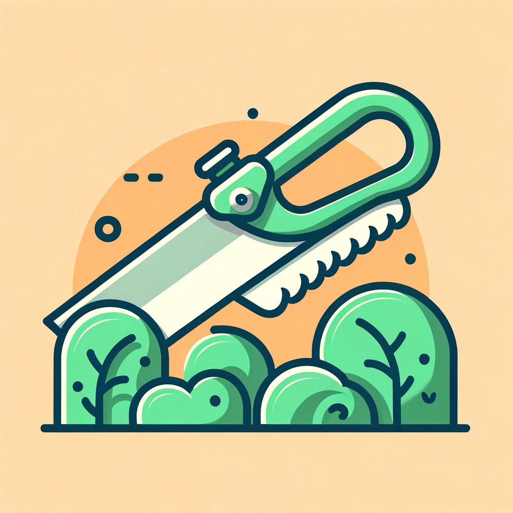 Pruning saw cutting a tree graphic image